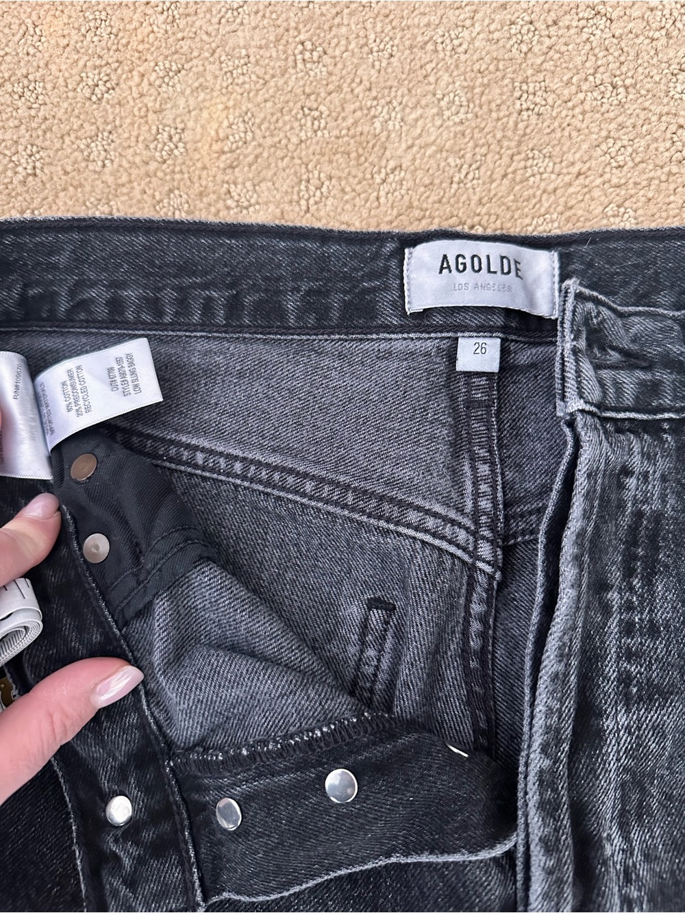 Agolde Black Low Slung Baggy Jeans Size 26. - Picture 2 of 7
